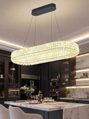 Modern Crystal Chandelier, Dia 40" Rectangular Chandelier for Dining Room,Black Rectangle Crystal Ceiling Light Luxury Oval Chandeliers for Living Room Kitchen Island by CozyNest Decor