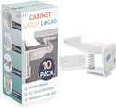 Upgraded Baby Proofing Cabinet Latches for Toddlers - 10 Pcs White Child Proof Cabinet Locks for Child Safety, Easy Set Up Child Locks for Cabinets and Drawers Security for Baby Proof Pantry by TinyTreasures Baby Boutique