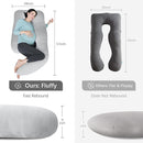 MOON PARK Pregnancy Pillows for Sleeping - U Shaped Full Body Maternity Pillow with Removable Cover - Support for Back, Legs, Belly, HIPS - 57 Inch - Light Grey - Cooling Cover by TinyTreasures Baby Boutique
