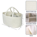 Large Baby Diaper Caddy Organizer for Girl Boy Rope Nursery Storage Bin Basket Portable Holder Tote Bag for Changing Table Car Travel Baby Shower Gifts Newborn Essentials Registry Must Haves White by TinyTreasures Baby Boutique