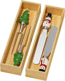 Bamboo Drawer Organizer, Narrow Stackable Cutlery Tray for Kitchen, 2 Pcs Silverware & Utensil Box, 12" x 3" x 2" (Outer), 11.3" x 2.3" x 1.77" (Inner) by CozyNest Decor