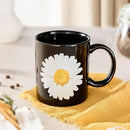12Oz Daisy Black Ceramic Mug, Mug for Daily Coffee and Tea, Lead-free, Microwave and Dishwasher Safe Coffee Mug, Perfect gifts for women and men by CozyNest Decor
