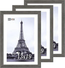 VCK 13x19 Picture Frame Set of 3, Gray Solid Wood Poster Picture Frame, Exclusive Wood Grain, Wall Mounting Hanging by CozyNest Decor