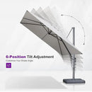 PURPLE LEAF 9 FT Cantilever Patio Umbrella Outdoor Aluminum Offset Square Umbrella with 3 Years Fade Resistance Recycled Fabric and 360-degree Rotation for Deck Pool Garden, Pebble Grey by GreenHaven Gardens