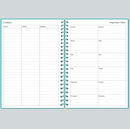 Daily Planner Undated - A5 To Do List Notebook Hourly Schedules, Spiral Appointment Planner for Women and Men, PVC Hardcover, Inner Pocket, Elastic Closure, 5.8" x 8.3", Teal by TinyTreasures Baby Boutique