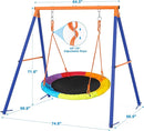 GIKPAL Saucer Swing with Stand for Kids Outdoor, 440lbs Swing Set with Heavy-Duty Metal Frame and Adjustable Ropes, Safe Waterproof Round Playset for Backyard Playground Park, Rainbow Color by TinyTreasures Baby Boutique