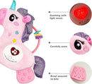 Baby Musical Activity Soft Toys with Sound & Light, Sensory Toys for Infant Developmental with Teether, Rattle and Textures, Soft Plush Toy for Newborn Gift 6 to 12 Months (Pink Unicorn) by TinyTreasures Baby Boutique