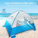 NXONE Beach Tent Sun Shade Shelter for 3/4/6 Person Person with UV Protection, Extended Floor, 3 Mesh Roll Up Windows & 8.0/8.5mm Fiberglass Rods丨Carry Bag Included by TinyTreasures Baby Boutique