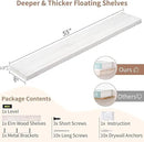 Floating Shelves for Wall, Rustic Elm Wood 56'' W x 8" D Wall Shelf with Invisible Bracket, Large Long Wall Mounted Storage Shelves for Living Room, Bedroom, Kitchen, Bathroom Decor, White Wash by CozyNest Decor