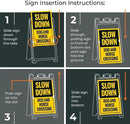 Slow Down Dog and Horse Crossing Sidewalk Sign Kit, 24x36 Inches, with A Frame Stand, Made in USA by CozyNest Decor