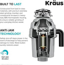 KRAUS WasteGuard High-Speed 1 HP Continuous Feed Ultra-Quiet Motor Garbage Disposal with Power Cord and Flange Included and Universal Mount, KWD200-100MGR by CozyNest Decor