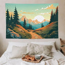 HZOHNAGO Mountain Tapestry Forest Mountain Sunrise Road Pattern Printed Wall Tapestry Wall Hanging for Bedroom Living Room Dorm 90" W x 60" H by CozyNest Decor