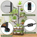 Plant Stand Indoor with Grow Lights, 60" Tall 7-Tier Metal Plant Stand with Wheels & Tree-Shaped Design for Indoor Plants, Flower Holder Display Rack for Home, Patio - Black by GreenHaven Gardens