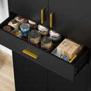Cozy Castle Pantry Cabinet, 71" Tall Kitchen Storage Cabinet with Doors and Shelves, Freestanding Wood Cupboard Utility Hutch with Drawer for Dining Room Living Room Bathroom Furniture, Black by CozyNest Decor