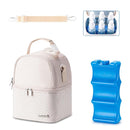 Breastmilk Cooler Bag with Ice Pack Fits 6 Baby Bottles up to 9 Ounce, Breast Milk Pump Cooler Bag with Shoulder Strap for Nursing Mom Daycare, Work, Travel- Cream by TinyTreasures Baby Boutique