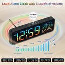 Peakeep Digital Alarm Clock for Bedrooms, Date Day of Week Large Display Numbers 6 Brightness Dimmer, 5 Volume Loud for Heavy Sleepers, 8 RGB Colors Electric Desk Clock Battery Backup, Auto DST by CozyNest Decor
