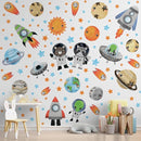 Solar System Wall Decals Astronaut Animals - Peel and Stick Outer Space Stickers with Planets and Stars for Kids Room, Boys or Girls Bedroom, Toddler Nursery, Playroom, Daycare Wall Decor -L Size by TinyTreasures Baby Boutique