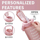 64oz,100oz,128oz Large Motivational Water Bottle with Time Marker, Leakproof & BPA Free Half Gallon Big Water Bottle with Straw Handle Tritan Frosted Water Jug for Gym,Fitness,Outdoor Sports by CozyNest Decor