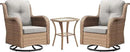 Outdoor Patio Swivel Rocker Chairs - 3 Piece Patio Bistro Set,Wicker Patio Furniture Set with 2 Swivel Rocking Chairs and 1 Glass Top Side Table for Deck Porch Garden,Yellow/Beige by GreenHaven Gardens