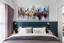 Arjun Brooklyn Bridge Wall Art Modern New York City Abstract Canvas Cityscape Painting, NYC Skyline Textured Picture for Living Room Bedroom Home Office Wall Decor Extra Large Size Framed 58"x29" by CozyNest Decor