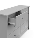 Storkcraft Crescent 6 Drawer Double Dresser (Pebble Gray) – GREENGUARD Gold Certified, Nursery Dresser for Kids Bedroom by TinyTreasures Baby Boutique