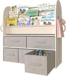 NACHES Kids Bookshelf and Toy Storage Bins, Children Bookcase Toddler Book Display Cabinet with 5 Toy Organizer Boxes for Playroom,Reading Room,Toddler Room,Nursery,Classroom by CozyNest Decor