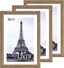 VCK 13x19 Picture Frame 3 Pack - Brown Walnut, Natural Textured Solid Wood Frame, Wall Gallery Frame by CozyNest Decor