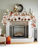 DearHouse 2 Pack Fall Maple Leaf Vine, 5.9Ft/Piece Hanging Garland White Autumn Foliage Thanksgiving Decor for Home Wedding Fireplace Party Christmas (White&Orange) by CozyNest Decor