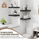 Fun Memories Black Floating Shelves for Wall - 10 x 16 Floating Shelf - Rustic Wood Storage Shelf - Wall Shelves with Invisible Bracket - 16" Bookshelves for Living Room & Bedroom - Black - Set of 2 by CozyNest Decor