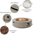 COSIEST 42 inch Outdoor Propane Fire Pit Coffee Table w Concrete Round Base Patio Heater, 50,000 BTU Stainless Steel Burner, Free Lava Rocks, Rain Cover(Gray) by GreenHaven Gardens