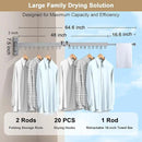 Bakala Clothes Drying Rack, Laundry Drying Rack Foldable, Heavy-Duty Space Saving Hangers, Wall Mounted Clothing Racks for Laundry Room Organization, Folding, Retractable 64" Clothes Dryer (Silver) by CozyNest Decor