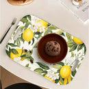 Serving Trays with Handles, 14.5 x 9.8 inch Rectangular Plastic Tray for Restaurant, Kitchen, Lemon and Lemon by CozyNest Decor