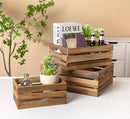 Set of 3 Nesting Wooden Crates, Rustic Wooden Storage Container Boxes with Cutout Handles, Decorative Farmhouse Wood Baskets for Display (Natural) by CozyNest Decor