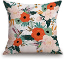 TSSOHU Flower and Hummingbird Pillow Cover Cotton Linen Spring Red Flower Green Leaves Boho Decorative Pillow Covers Cushion Cover Home Decor Pillowcase for 18x18 Inch by CozyNest Decor