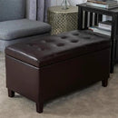 Asense Storage Ottoman Bench, Faux Leather Upholstered End of Bed Bench with Safety Hinge Wooden Legs, for Entryway Bedroom (Chocolate Brown, 33.3") by CozyNest Decor