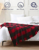 ZonLi Christmas Buffalo Plaid Throw Blanket, 50" x 60" Black and Red Decorative Blankets with Tassel for Couch, Bed, Sofa, Chair, Outdoor, Cozy Warm Lightweight Farmhouse by CozyNest Decor