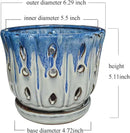 Ceramic Orchid Pot with Drainage Hole 6'' Orchid Planter (Blue Cover White) by GreenHaven Gardens