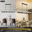 59 Inch Black Rectangle Wagon Wheel Chandeliers, Black Chandelier for Dining Room Over Table, Modern Crystal Long Chandelier, Farmhouse Large Linear Chandeliers for Kitchen Island by CozyNest Decor