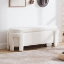 Modern Upholstered Storage Bench, Boucle Sherpa Fabric 50" Long Entryway Bench with Storage and Seating, Comfy Cute Ottoman Bench for Living Room/End of Bed/Hallway, White by CozyNest Decor