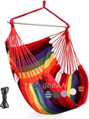 Hammock Chair Large Hammock Swing, 110 x 150cm Load 150kg, Cotton Hammock Chair Metal Spread Bar Wide Seat Swing Chair(red) by GreenHaven Gardens