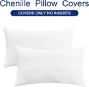 CaliTime Throw Pillow Covers Decorative 16 X 26 Inches Pack of 2 Cozy Chenille Cushion Cases for Couch Sofa Bed Living Room Home True White