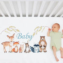 PINNKKU 3-Piece Crib Bedding Set for Boys, Includes Crib Skirt, Blanket, Sheet, Woodland Animals, Standard Size by TinyTreasures Baby Boutique