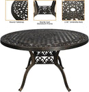 48" Round Patio Table for 6 Person Cast Aluminum Bistro Table with Umbrella Hole,Metal Patio Table Outdoor Bistro Dining Table for Garden,Bronze by GreenHaven Gardens