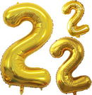 GOER Gold Foil Balloons Number 2,Huge Number Balloons for 2nd Birthday Party Supplies Anniversary Decorations(3 pcs,42 inch,32 inch,16inch) by TinyTreasures Baby Boutique