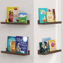 Forbena Dark Wood Nursery Floating Shelves for Wall Set of 4, Short Wall Bookshelf for Kids Bedroom, Wooden Hanging Book Shelves with Rail for Nursery Books, Baby Room Bathroom Storage (Dark Brown) by TinyTreasures Baby Boutique