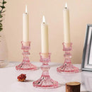 12PCS Pink Candlestick Holders Set- 4" H Taper Candle Holders, Glass Candle Holders Bulk for Wedding, Party, Home Table Centerpieces, Festival Gifts & Windowsill Decor by CozyNest Decor