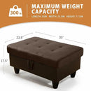 Ottoman Rectangular Storage Ottoman Bench, Flannel Footrest Stool Footstool with Lid for Living Room, Bedroom, Entryway, Dark Brown&Black, 35"x23.5"x17.5" by CozyNest Decor