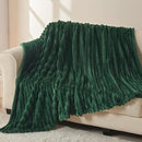 NEWCOSPLAY Super Soft Twin Blanket Dark Green Premium Silky Flannel Fleece 3D Ribbed Jacquard Lightweight Bed Blanket All Season Use (Dark Green Ribbed, Twin(60"x80")) by CozyNest Decor
