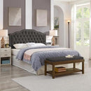 24KF Upholstered Button Tufted Queen Headboard with Nailhead Trim, Elegant Boucle Fabric Full headboard, 6031-Q-Boucle-Dark Gray by CozyNest Decor