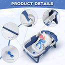 Baby Bathtub,Collapsible Baby Bath Tub with Thermometer & Soft Floating Cushion,Portable Travel Baby Bathtubs for Newborns to Toddlers 0-36 Months(Bear Blue) by TinyTreasures Baby Boutique